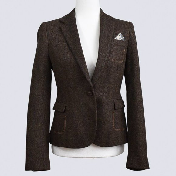 Zara Jackets & Blazers - ZARA Women's Wool Blazer With Elbow Patches Size M Brown